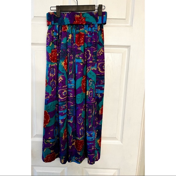 Vintage Belted Floral Print Skirt - Picture 2 of 3